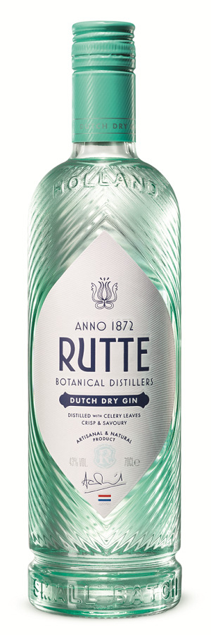 Fles Rutte Dutch Dry Gin, gin van Rutte, op voorraad bij slijterij ’t Bockje in Bathmen