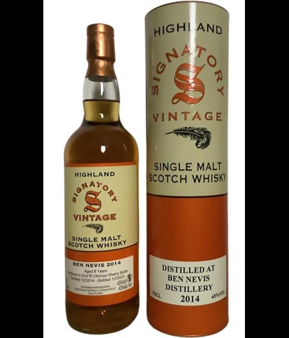 Fles Signatory Vintage Ben Nevis 2014 Copper, single malt whisky, op voorraad bij slijterij t Bockje in Bathmen