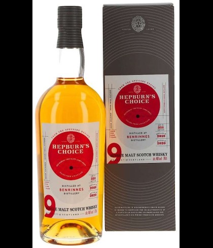 Fles Hunter Laing Hepburn&rsquo;s Choice Benrinnes 9Y 2010, single malt whisky, op voorraad bij slijterij t Bockje in Bathmen