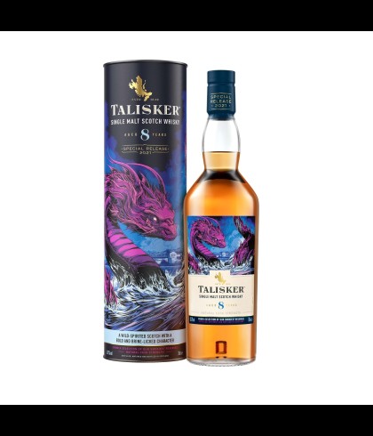Fles Talisker 8 Years Old Special Release 2021, single malt whisky van het eiland Skye, op voorraad bij slijterij t Bockje in Bathmen