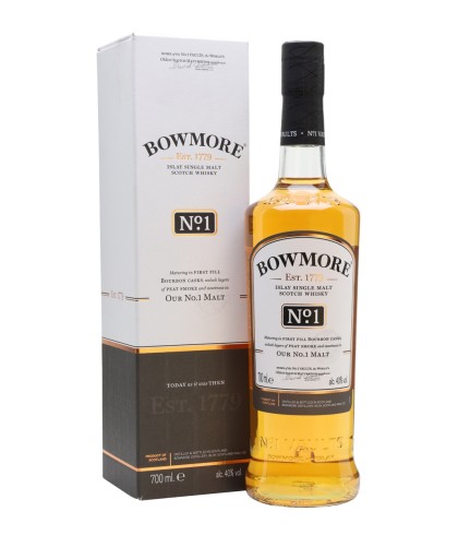 Fles Bowmore No. 1, single malt whisky, op voorraad bij slijterij t Bockje in Bathmen