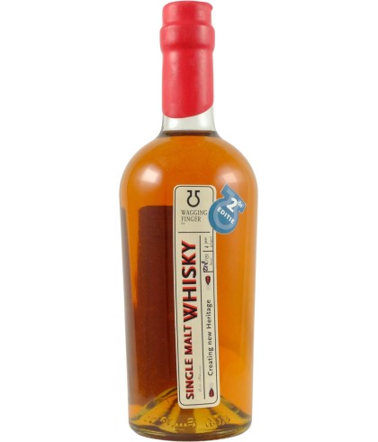Fles Wagging Finger 4 Years Old Single Malt - Second Edition, whisky, op voorraad bij slijterij t Bockje in Bathmen