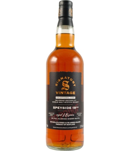 Signatory Vintage Speyside (M) 18 Years Old 100 Proof #17, fles bij slijterij t Bockje in Bathmen