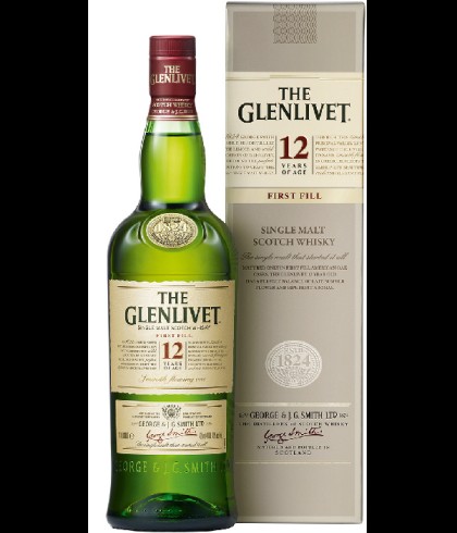 Fles The Glenlivet 12 Years Old George Smith, single malt whisky, op voorraad bij slijterij t Bockje in Bathmen