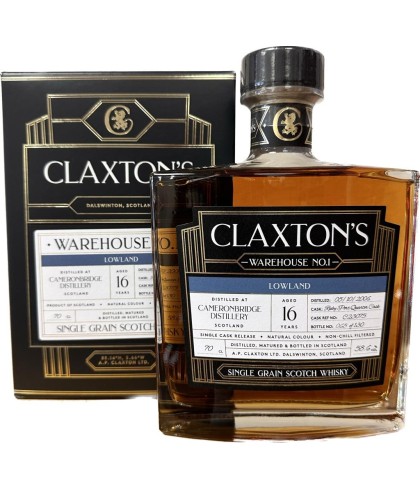 Fles Claxton's Warehouse No.8 Cameronbridge 16 Years Old, whisky, op voorraad bij slijterij t Bockje in Bathmen