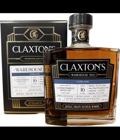Fles Claxton's Warehouse No.8 Cameronbridge 16 Years Old, whisky, op voorraad bij slijterij t Bockje in Bathmen