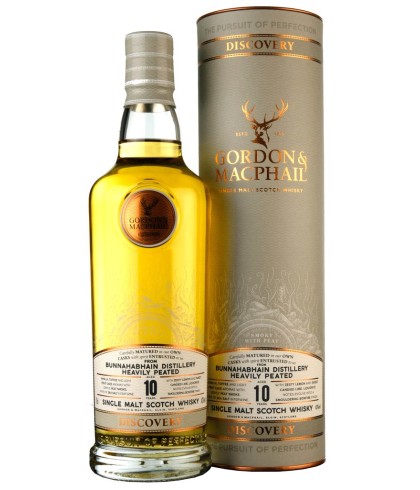 Fles Bunnahabhain 10 Years Old Heavily Peated, single malt whisky, op voorraad bij slijterij t Bockje in Bathmen