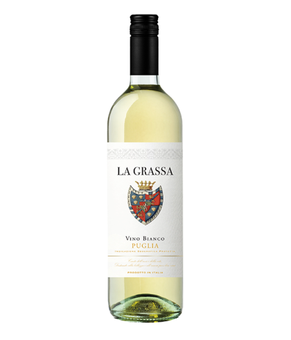 Fles La Grassa Vino Bianco, wijn op voorraad bij slijterij t Bockje in Bathmen
