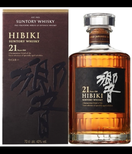 Fles Hibiki 21 Years Old, single malt whisky, op voorraad bij slijterij t Bockje in Bathmen