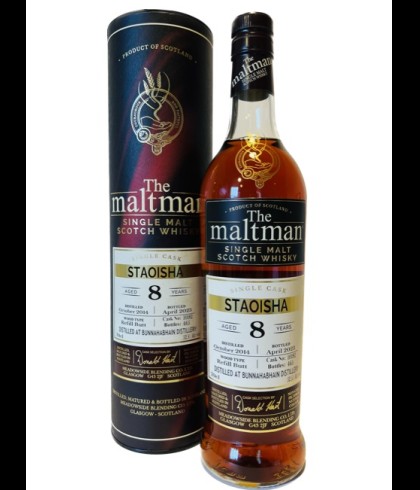 Fles The Maltman Bunnahabhain Staoisha 2014, enkel vat gebotteld door The Maltman uit Glasgow, op voorraad bij slijterij t Bockje in Bathmen