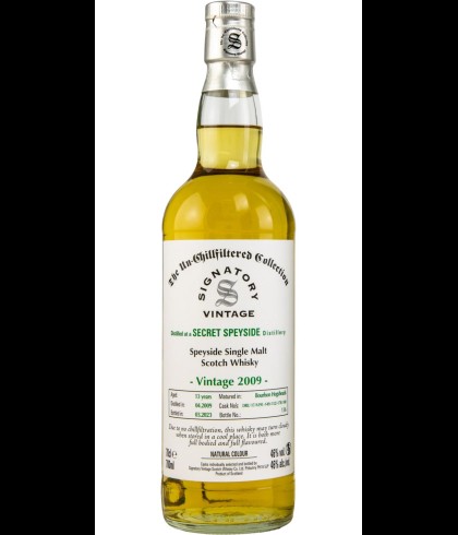 Fles Signatory Vintage Secret Speyside 2009, whisky, op voorraad bij slijterij t Bockje in Bathmen