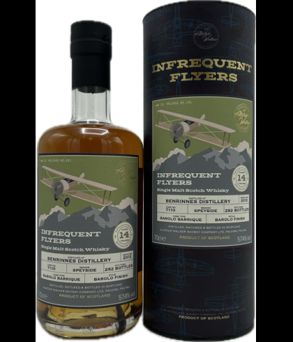 Fles Infrequent Flyers Benrinnes 2012 14Y, single malt whisky, op voorraad bij slijterij t Bockje in Bathmen