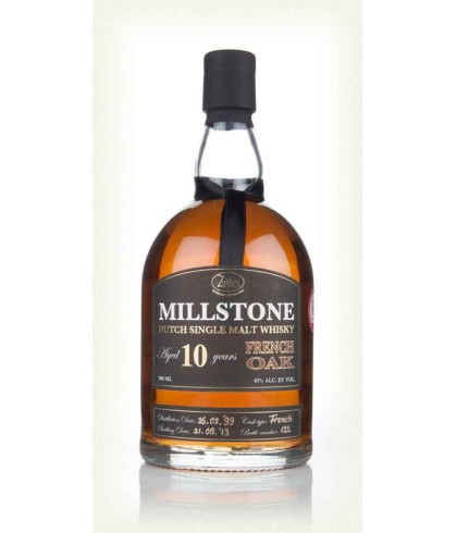 Fles Millstone 10 Years Old French Oak, Nederlandse whisky van Zuidam Distillers, op voorraad bij slijterij t Bockje in Bathmen