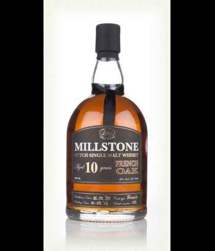 Fles Millstone 10 Years Old French Oak, Nederlandse whisky van Zuidam Distillers, op voorraad bij slijterij t Bockje in Bathmen