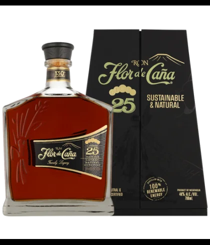Fles Flor de Cana 25 Years Old, rum, bij slijterij t Bockje in Bathmen