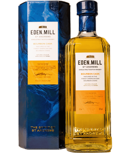 Fles Eden Mill St Andrews Bourbon Cask, single malt whisky, op voorraad bij slijterij t Bockje in Bathmen