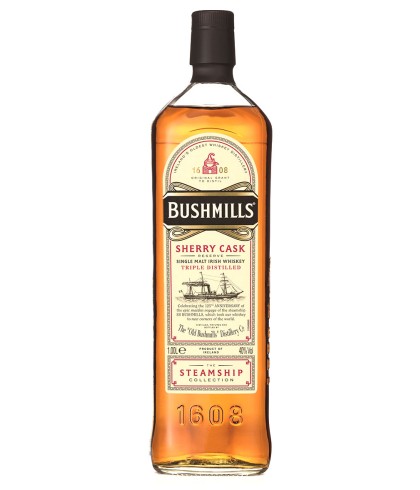 Fles Bushmills Steamship Sherry Cask, single malt whisky, op voorraad bij slijterij t Bockje in Bathmen