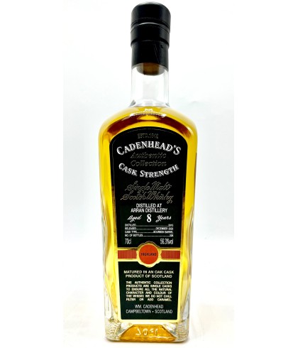 Fles Cadenhead’s Cask Strength Arran 8 Years Old, single malt whisky, op voorraad bij slijterij t Bockje in Bathmen