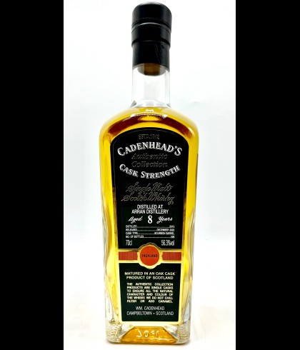 Fles Cadenhead&rsquo;s Cask Strength Arran 8 Years Old, single malt whisky, op voorraad bij slijterij t Bockje in Bathmen