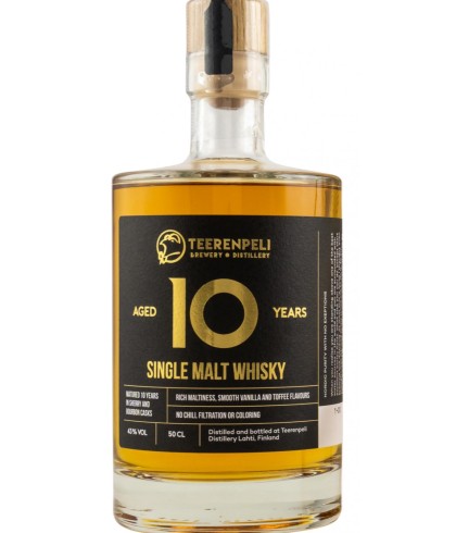 Fles TEERENPELI 10 Years Old single malt Finland, whisky, op voorraad bij slijterij t Bockje in Bathmen
