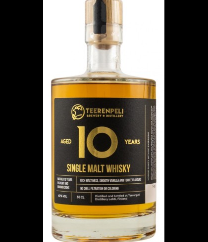 Fles TEERENPELI 10 Years Old single malt Finland, whisky, op voorraad bij slijterij t Bockje in Bathmen