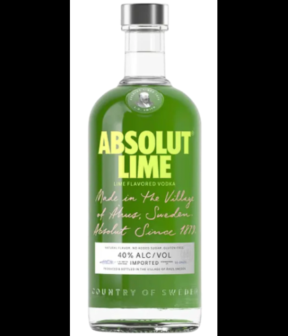 Fles Absolut Vodka Lime, wodka, op voorraad bij slijterij t Bockje in Bathmen