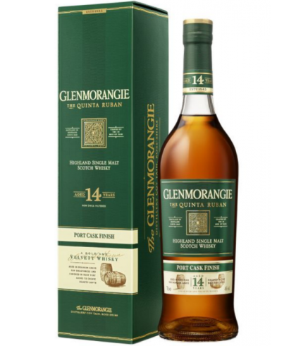 Fles Glenmorangie The Quinta Ruban 14 Years Old, single malt whisky, op voorraad bij slijterij t Bockje in Bathmen