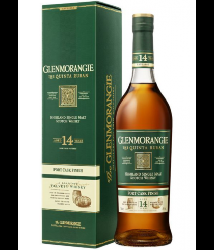 Fles Glenmorangie The Quinta Ruban 14 Years Old, single malt whisky, op voorraad bij slijterij t Bockje in Bathmen
