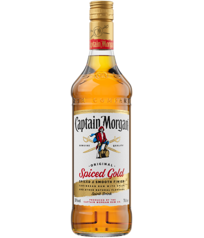 Fles Captain Morgan Spiced Gold, rum, bij slijterij t Bockje in Bathmen