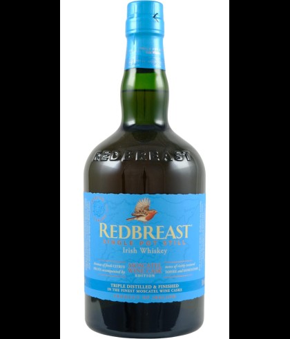 Fles Redbreast Moscatel Wine Cask Edition, Ierse single pot still whiskey, op voorraad bij slijterij t Bockje in Bathmen