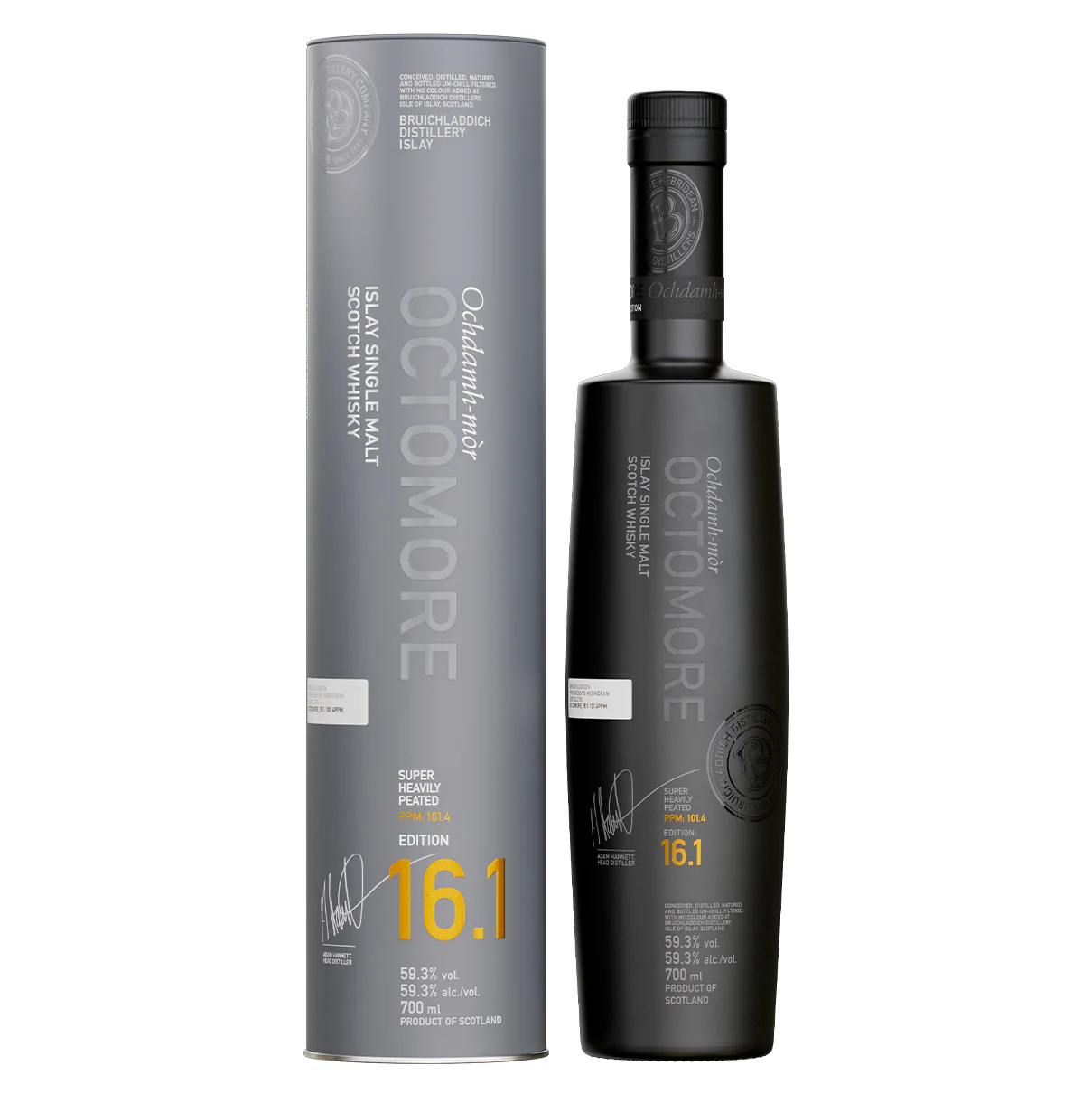 Fles Octomore 16.1, zwaar geturfde Islay single malt, op voorraad bij slijterij t Bockje in Bathmen