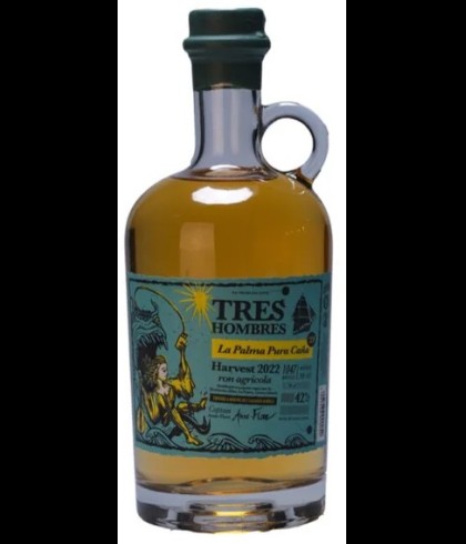 Fles Tres Hombres Rum Ed. 60 La Palma Pura Cana, rum, op voorraad bij slijterij t Bockje in Bathmen