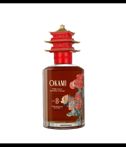 Fles Okami 8 Year Old Pure Malt, whisky, op voorraad bij slijterij ’t Bockje in Bathmen