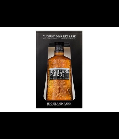 Fles Highland Park 21 Years Old, single malt whisky, op voorraad bij slijterij t Bockje in Bathmen