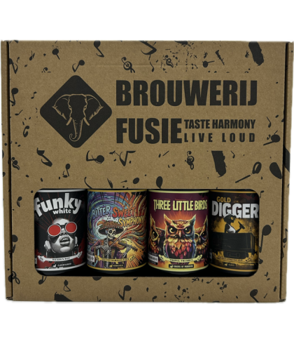 Fles Brouwerij Fusie Biermix 4x 30CL, bier van Brouwerij Fusie, bij slijterij t Bockje in Bathmen
