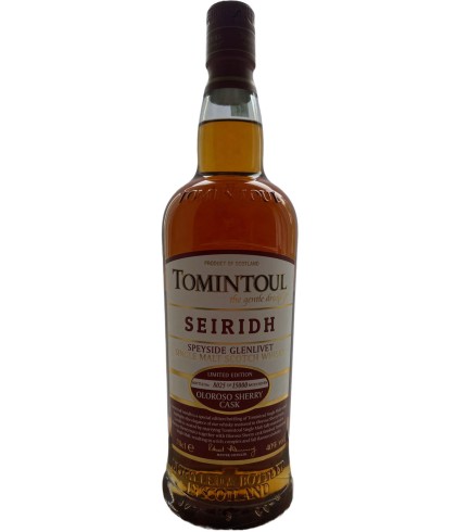 Fles Tomintoul Seiridh Batch 7, Speyside single malt whisky, op voorraad bij slijterij t Bockje in Bathmen