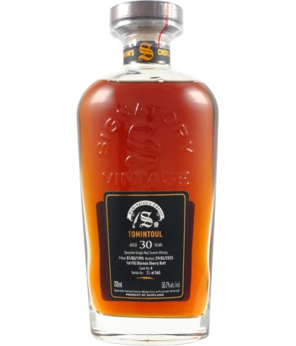 Fles Signatory Vintage Tomintoul 1995 30 Years Old, Speyside single malt whisky, op voorraad bij slijterij t Bockje in Bathmen