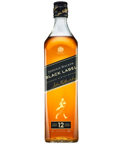 Fles blended Scotch van Johnnie Walker, op voorraad bij slijterij t Bockje in Bathmen