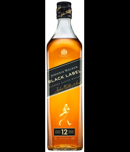 Fles blended Scotch van Johnnie Walker, op voorraad bij slijterij t Bockje in Bathmen