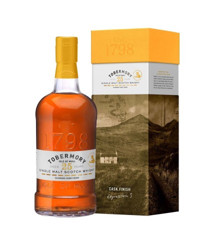 Fles Tobermory 25 Years Old Hebridean Series Part 3, single malt whisky van het eiland Mull, op voorraad bij slijterij t Bockje in Bathmen