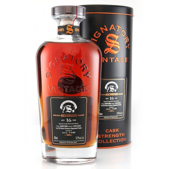 Fles Signatory Cask Strength Auchroisk 16 Years Old #4, single malt whisky, op voorraad bij slijterij t Bockje in Bathmen