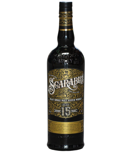 Fles Scarabus 15 Years Old Single Malt, Islay single malt whisky, op voorraad bij slijterij t Bockje in Bathmen
