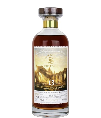 Fles Signatory The Monuments of Scotland Auchentoshan 13Y, single malt whisky, op voorraad bij slijterij t Bockje in Bathmen