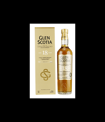 Fles Glen Scotia 18 Years Old, single malt whisky, op voorraad bij slijterij t Bockje in Bathmen