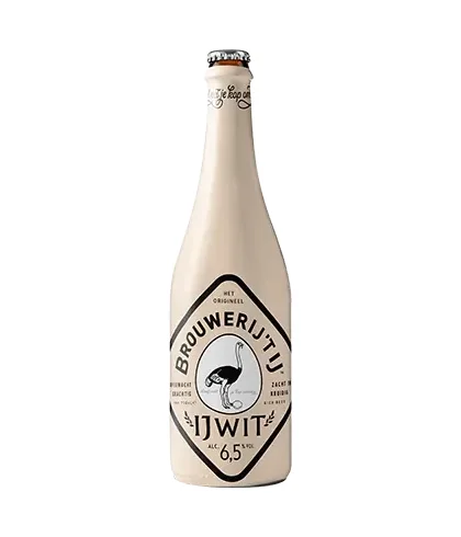 Fles Brouwerij ’t IJ IJwit, bier van Brouwerij 't IJ, bij slijterij t Bockje in Bathmen