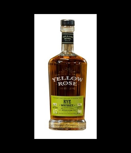 Fles Yellow Rose Rye, Amerikaanse whiskey uit Texas, op voorraad bij slijterij t Bockje in Bathmen