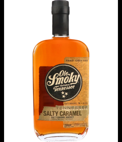 Fles Ole Smokey salty caramel whiskey, whisky, op voorraad bij slijterij ’t Bockje in Bathmen