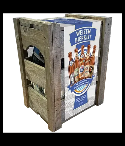 Fles Weizen Bierkist, bier van Bierpakket, bij slijterij t Bockje in Bathmen