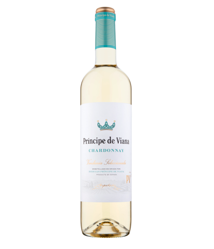 Fles Principe de Viana Chardonnay Barrel Fermented, wijn op voorraad bij slijterij t Bockje in Bathmen