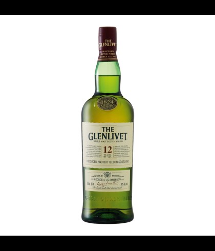Fles The Glenlivet 12 Years Old, single malt whisky, op voorraad bij slijterij t Bockje in Bathmen